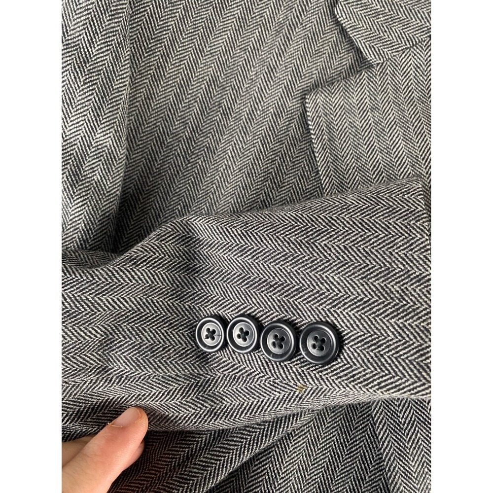 Jos A Bank Classic Collection Grey Herringbone 100% Wool Blazer Sport Coat 44L - Picture 6 of 14